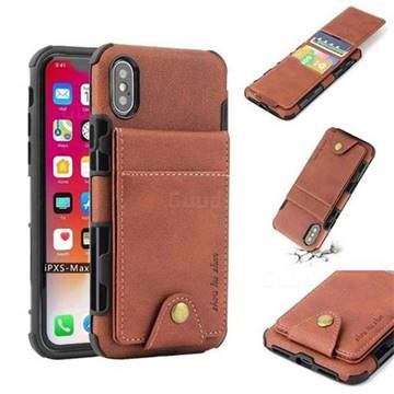 Woven Pattern Multi-function Leather Phone Case for iPhone XS Max (6.5 inch) - Brown