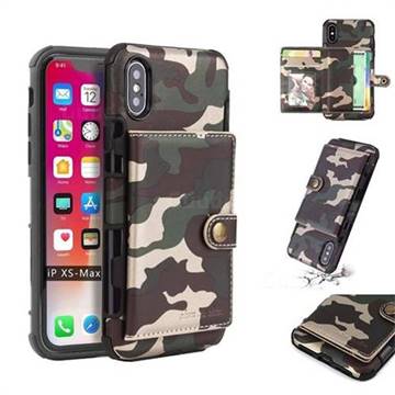 Camouflage Multi-function Leather Phone Case for iPhone XS Max (6.5 inch) - Army Green