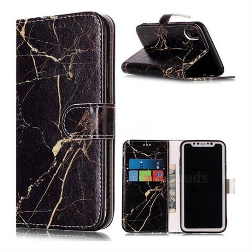Black Gold Marble PU Leather Wallet Case for iPhone XS Max (6.5 inch)