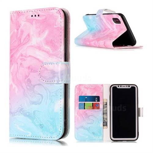 Pink Green Marble PU Leather Wallet Case for iPhone XS Max (6.5 inch)