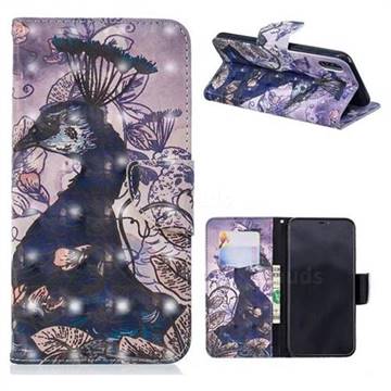 Purple Peacock 3D Painted Leather Wallet Phone Case for iPhone XS Max (6.5 inch)
