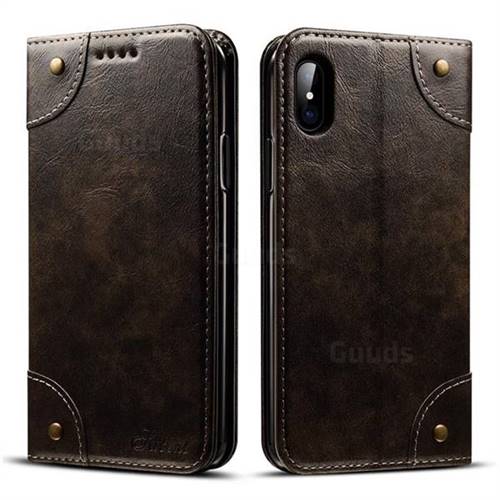 Suteni Retro Classic Minimalist PU Leather Wallet Case for iPhone XS Max (6.5 inch) - Dark Gray