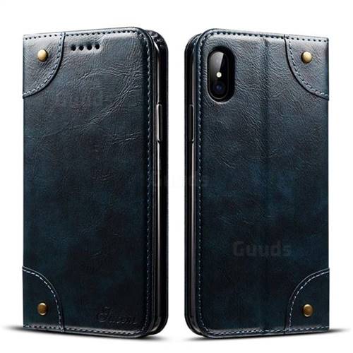 Suteni Retro Classic Minimalist PU Leather Wallet Case for iPhone XS Max (6.5 inch) - DarkBlue