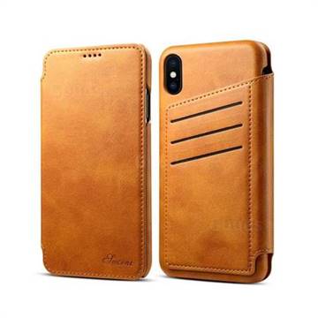 Suteni Retro Classic Card Slots PU Leather Wallet Case for iPhone XS Max (6.5 inch) - Khaki