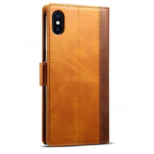 Suteni Calf Stripe Dual Color Leather Wallet Flip Case For Iphone