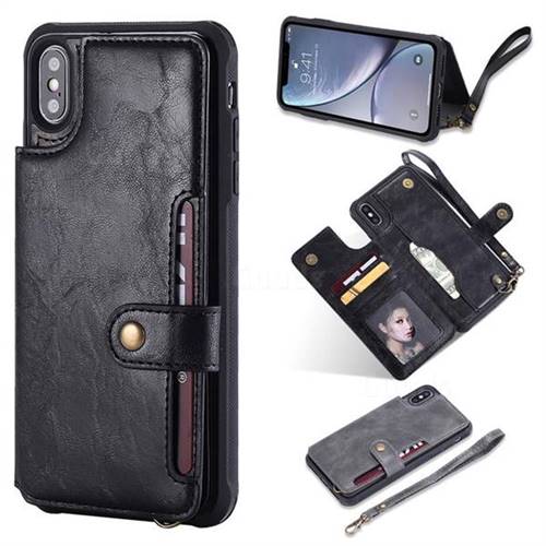 Retro Aristocratic Demeanor Anti-fall Leather Phone Back Cover for iPhone XS Max (6.5 inch) - Black