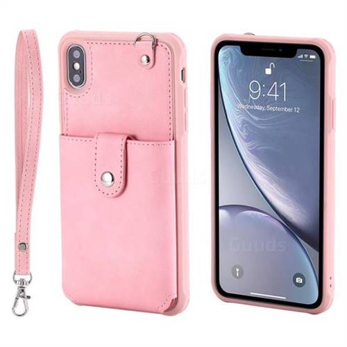 Retro Luxury Anti-fall Mirror Leather Phone Back Cover for iPhone XS Max (6.5 inch) - Pink