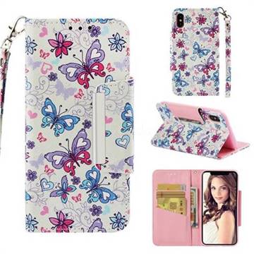 Colored Butterfly Big Metal Buckle PU Leather Wallet Phone Case for iPhone XS Max (6.5 inch)