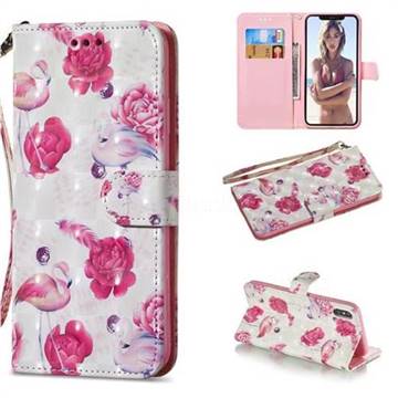 Flamingo 3D Painted Leather Wallet Phone Case for iPhone XS Max (6.5 inch)