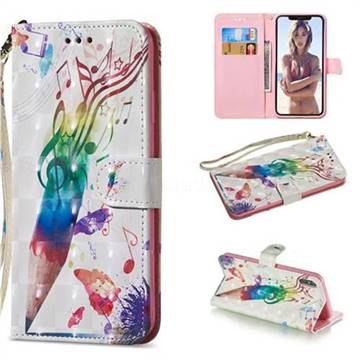 Music Pen 3D Painted Leather Wallet Phone Case for iPhone XS Max (6.5 inch)