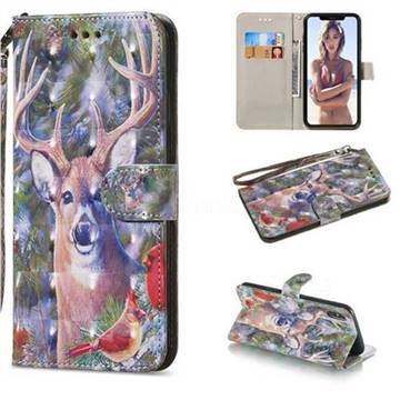 Elk Deer 3D Painted Leather Wallet Phone Case for iPhone XS Max (6.5 inch)