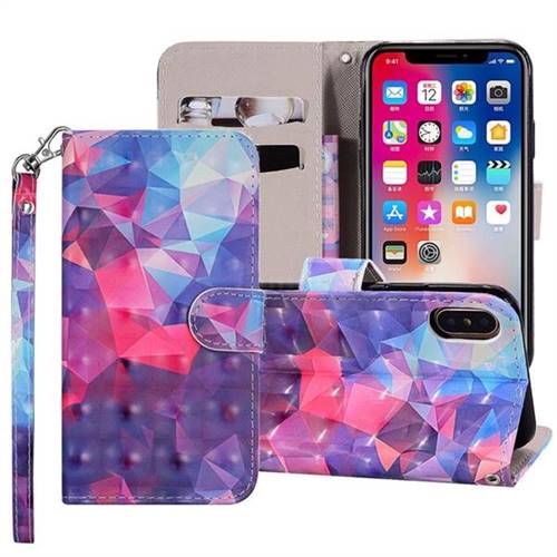 Colored Diamond 3D Painted Leather Phone Wallet Case Cover for iPhone XS Max (6.5 inch)