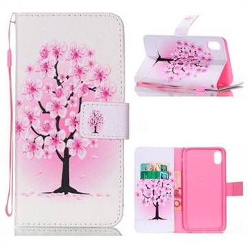 Peach Flower Leather Wallet Phone Case for iPhone XS Max (6.5 inch)