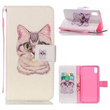 Lovely Cat Leather Wallet Phone Case for iPhone XS Max (6.5 inch)