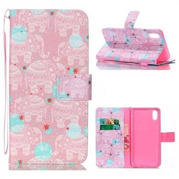 Pink Elephant Leather Wallet Phone Case for iPhone XS Max (6.5 inch)
