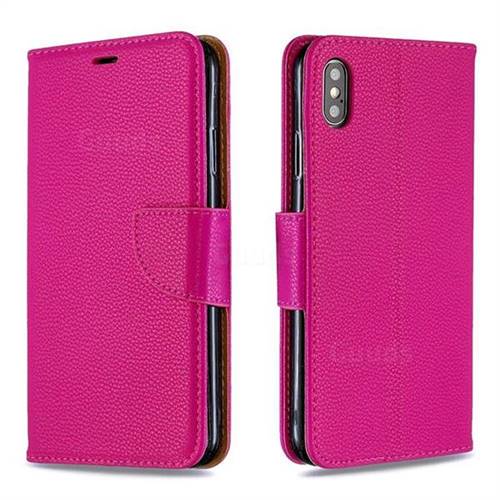 Classic Luxury Litchi Leather Phone Wallet Case for iPhone XS Max (6.5 inch) - Rose