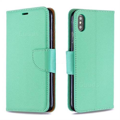Classic Luxury Litchi Leather Phone Wallet Case for iPhone XS Max (6.5 inch) - Green