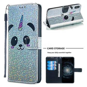 Panda Unicorn Sequins Painted Leather Wallet Case for iPhone XS Max (6.5 inch)