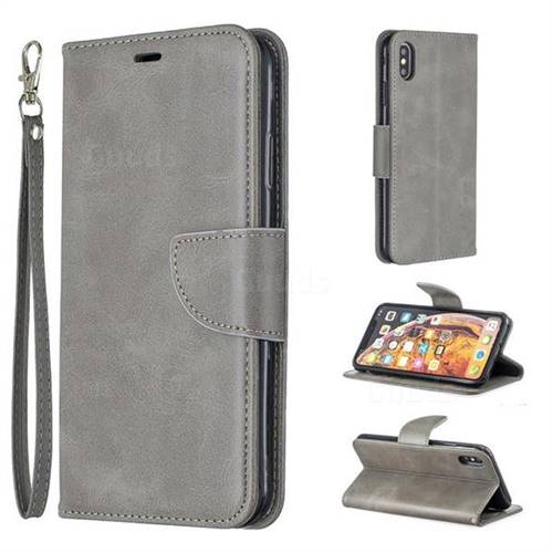 Classic Sheepskin PU Leather Phone Wallet Case for iPhone XS Max (6.5 inch) - Gray