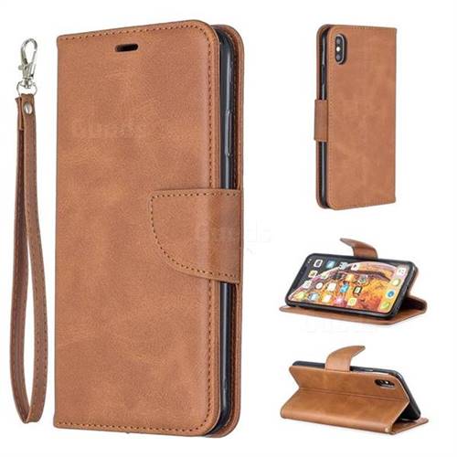 Classic Sheepskin PU Leather Phone Wallet Case for iPhone XS Max (6.5 inch) - Brown