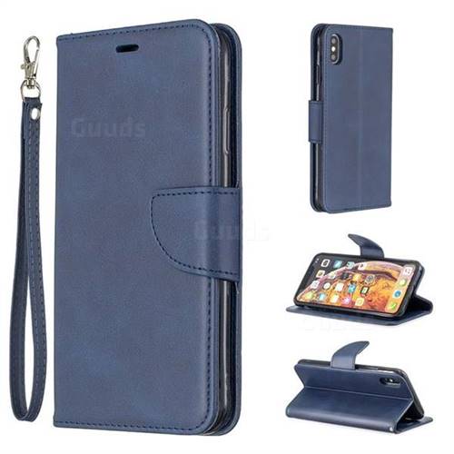 Classic Sheepskin PU Leather Phone Wallet Case for iPhone XS Max (6.5 inch) - Blue