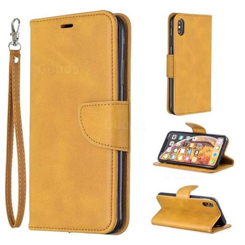 Classic Sheepskin PU Leather Phone Wallet Case for iPhone XS Max (6.5 inch) - Yellow
