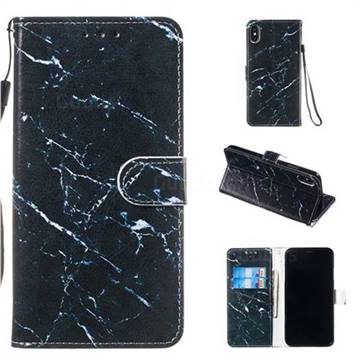 Black Marble Smooth Leather Phone Wallet Case for iPhone XS Max (6.5 inch)