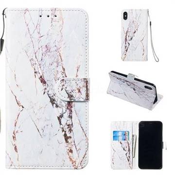 White Marble Smooth Leather Phone Wallet Case for iPhone XS Max (6.5 inch)