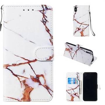 Platinum Marble Smooth Leather Phone Wallet Case for iPhone XS Max (6.5 inch)