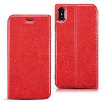 Ultra Slim Retro Simple Magnetic Sucking Leather Flip Cover for iPhone XS Max (6.5 inch) - Red