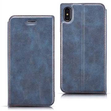 Ultra Slim Retro Simple Magnetic Sucking Leather Flip Cover for iPhone XS Max (6.5 inch) - Blue