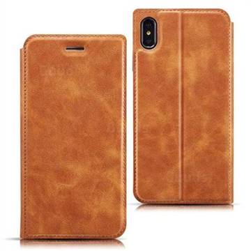 Ultra Slim Retro Simple Magnetic Sucking Leather Flip Cover for iPhone XS Max (6.5 inch) - Brown