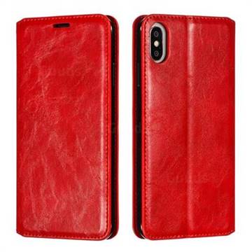 Retro Slim Magnetic Crazy Horse PU Leather Wallet Case for iPhone XS Max (6.5 inch) - Red