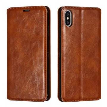 Retro Slim Magnetic Crazy Horse PU Leather Wallet Case for iPhone XS Max (6.5 inch) - Brown