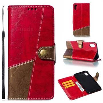Retro Magnetic Stitching Wallet Flip Cover for iPhone XS Max (6.5 inch) - Rose Red