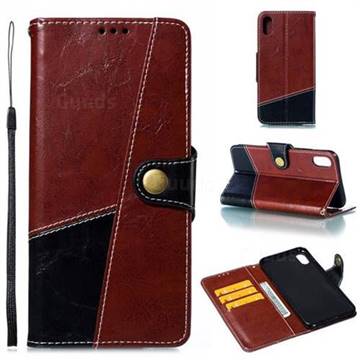 Retro Magnetic Stitching Wallet Flip Cover for iPhone XS Max (6.5 inch) - Dark Red