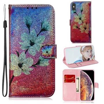Magnolia Laser Shining Leather Wallet Phone Case for iPhone XS Max (6.5 inch)