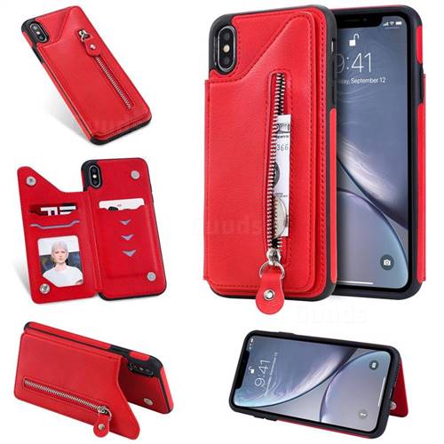 Retro Buckle Zipper Anti-fall Leather Phone Back Cover for iPhone
