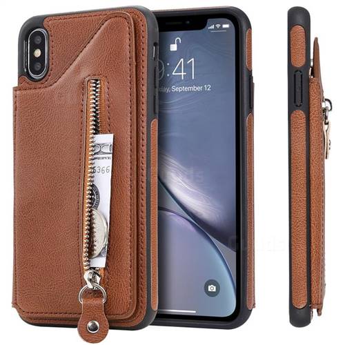 Back Cover Iphone Xs Max Wallet Case Leather Retro Buckle Zipper