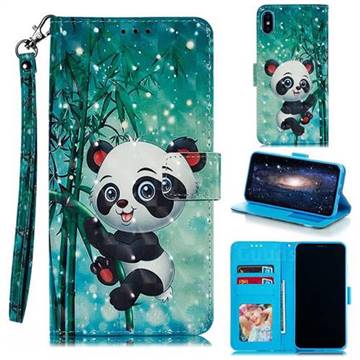 Cute Panda 3D Painted Leather Phone Wallet Case for iPhone XS Max (6.5 inch)