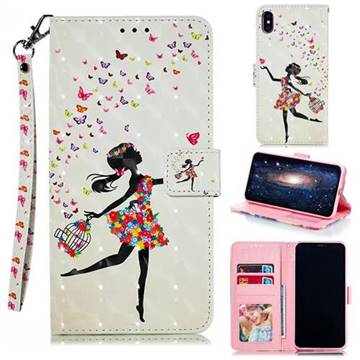Flower Girl 3D Painted Leather Phone Wallet Case for iPhone XS Max (6.5 inch)
