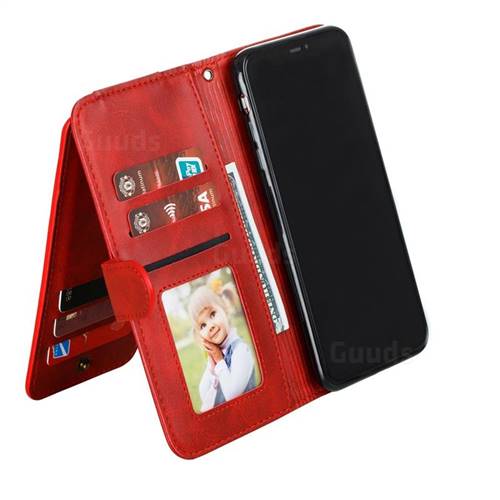 Zip Wallet Case for iPhone Xs Max - Red - Granulated Leather