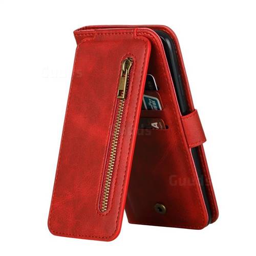 Zip Wallet Case for iPhone Xs Max - Red - Granulated Leather