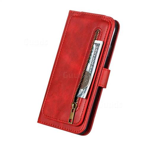 Zip Wallet Case for iPhone Xs Max - Red - Granulated Leather