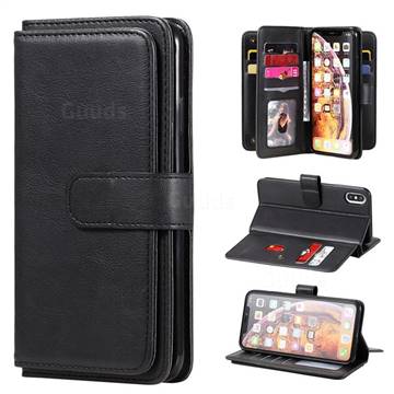 Multi-function Ten Card Slots and Photo Frame PU Leather Wallet Phone Case Cover for iPhone XS Max (6.5 inch) - Black