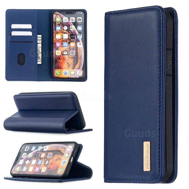 Binfen Color BF06 Luxury Classic Genuine Leather Detachable Magnet Holster Cover for iPhone XS Max (6.5 inch) - Blue
