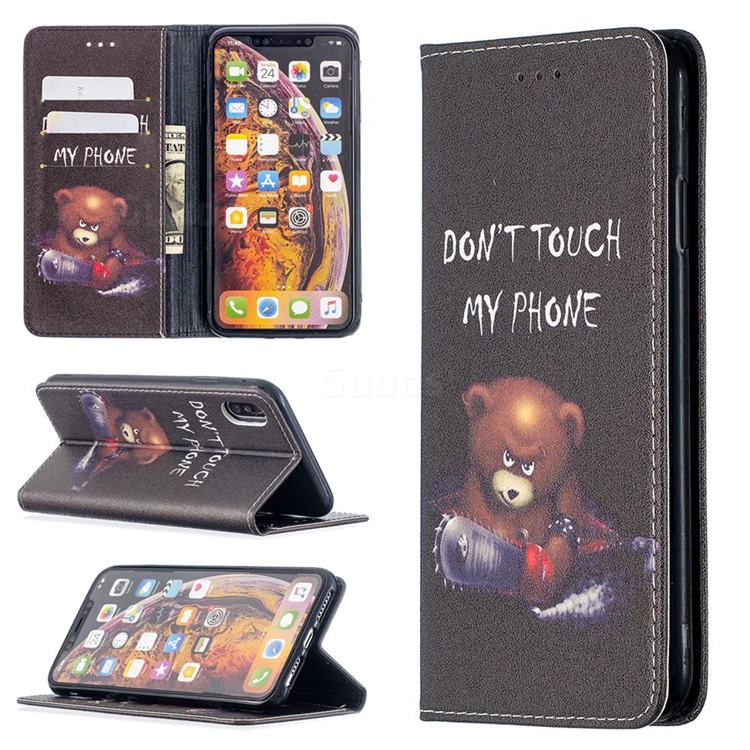 Chainsaw Bear Slim Magnetic Attraction Wallet Flip Cover for iPhone XS Max (6.5 inch)