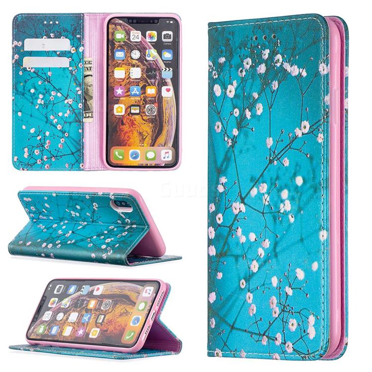 Plum Blossom Slim Magnetic Attraction Wallet Flip Cover for iPhone XS Max (6.5 inch)