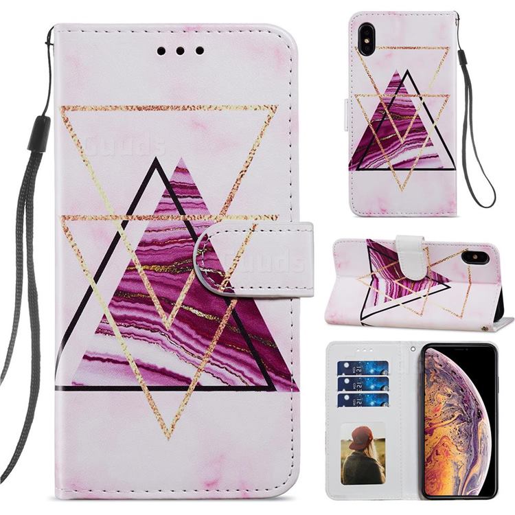 Three-color Marble Smooth Leather Phone Wallet Case for iPhone XS Max (6.5 inch)
