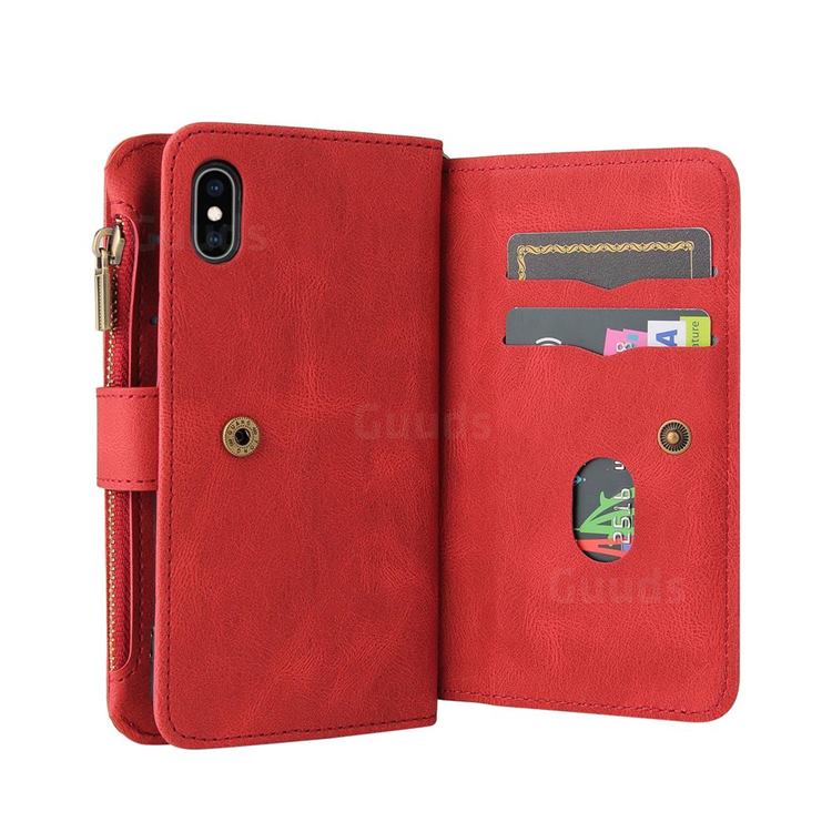 Zip Wallet Case for iPhone Xs Max - Red - Granulated Leather